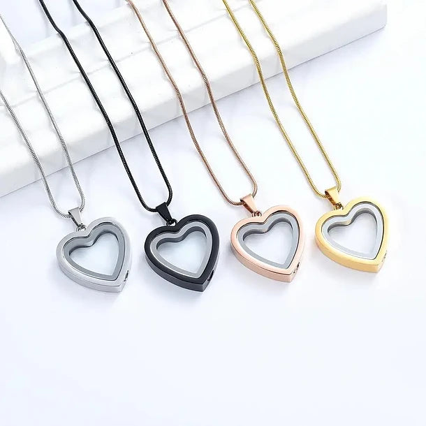 Collar urna de corazón de cristal para cenizas