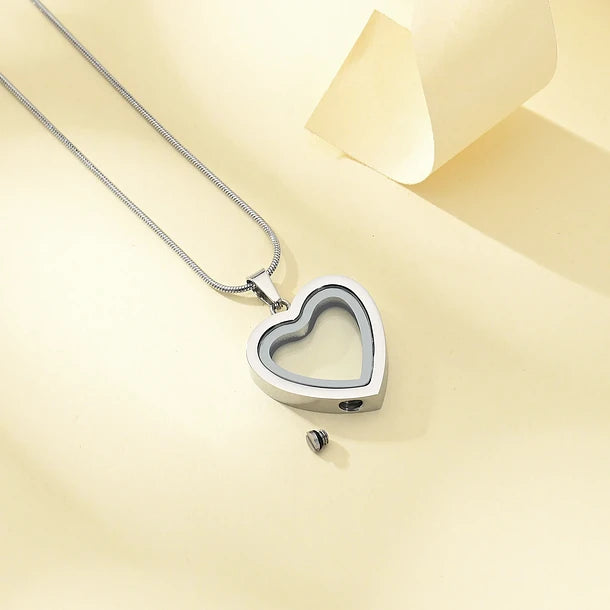 Collar urna de corazón de cristal para cenizas