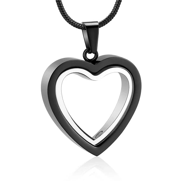 Collar urna de corazón de cristal para cenizas