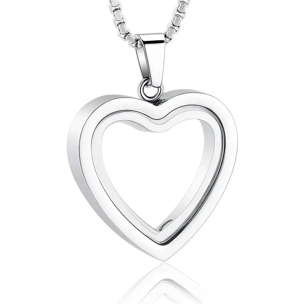 Collar urna de corazón de cristal para cenizas