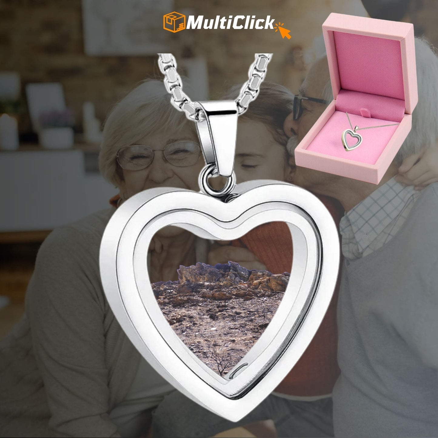 Collar urna de corazón de cristal para cenizas