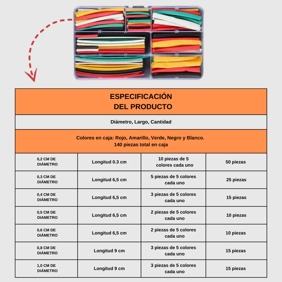 Kit X 140 UND de conector de cable de tubo termorretráctil impermeable
