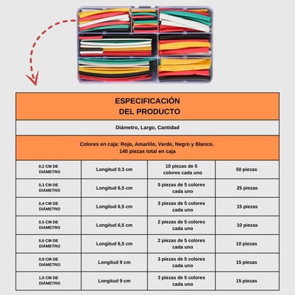 Kit X 140 UND de conector de cable de tubo termorretráctil impermeable